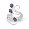Fashnzfab Polished Scroll Design Amethyst Ring In Metallic