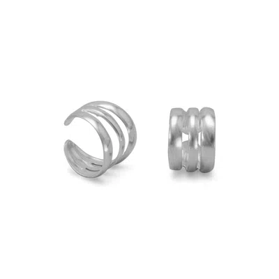 Fashnzfab Polished Three Row Ear Cuffs In Silver