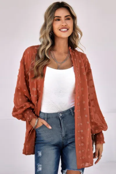 Fashnzfab Polka Dot Kimono Loose Front Open Top