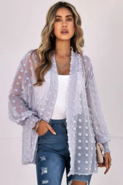 Fashnzfab Polka Dot Kimono Loose Front Open Top