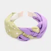 Fashnzfab Polka Dot Patterned Braided Headband In Purple