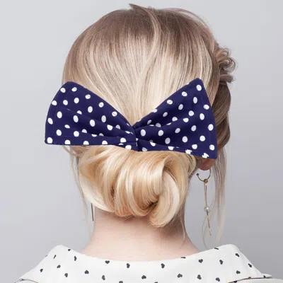 Fashnzfab Polka Dot Patterned Deft Bun Maker Hairband In Blue