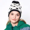 Fashnzfab Polka Dot Pom Pom Beanie Hat In Black