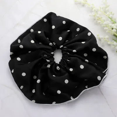 Fashnzfab Polka Dot Scrunchie Hairband In Black