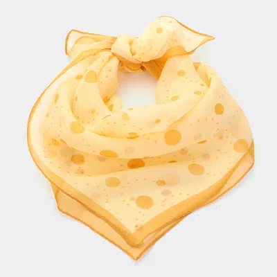Fashnzfab Polka Dot Silk Square Scarf In Yellow
