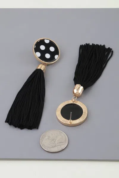 Fashnzfab Polka Dot Tassel Drop Earrings In Gold