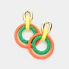Fashnzfab Polymer Clay Geometric Open Circle Link Dangle Earrings - Multi, Orange In Multi