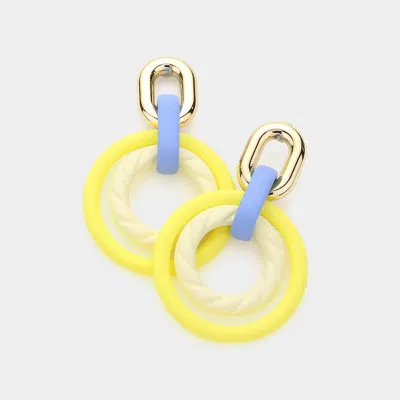 Fashnzfab Polymer Clay Geometric Open Circle Link Dangle Earrings In Multi