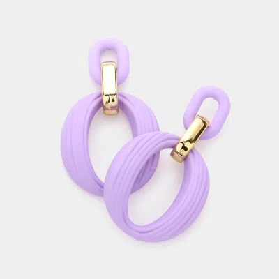 Fashnzfab Polymer Clay Geometric Open Oval Link Dangle Earrings - Lavender In Purple
