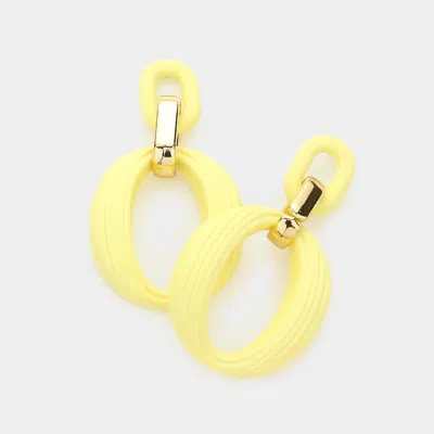 Fashnzfab Polymer Clay Geometric Open Oval Link Dangle Earrings - Yellow