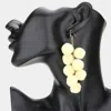 Fashnzfab Pom Pom Cluster Vine Dangle Earrings - Ivory In Gold