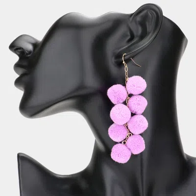 Fashnzfab Pom Pom Cluster Vine Dangle Earrings - Lavender In Pink