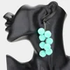 Fashnzfab Pom Pom Cluster Vine Dangle Earrings - Turquoise In Blue