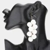 Fashnzfab Pom Pom Cluster Vine Dangle Earrings - White In White