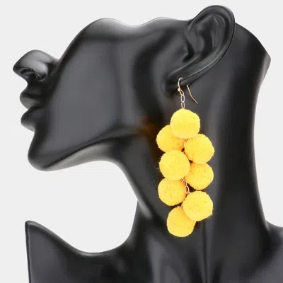 Fashnzfab Pom Pom Cluster Vine Dangle Earrings - Yellow