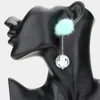 Fashnzfab Pom Pom Disco Ball Link Dangle Earrings In Green