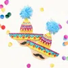 Fashnzfab Pom Pom Glittered Hat Mustache Link Dangle Earrings - Light Blue In Blue