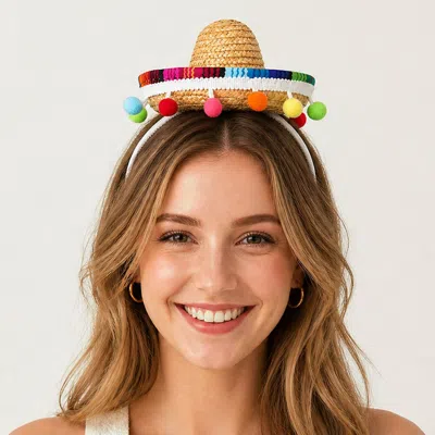 Fashnzfab Pom Pom Mini Sombrero Party Headband In Multi