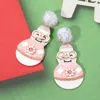 Fashnzfab Pom Pom Resin Christmas Snowman Dangle Earrings - Pink In Pink