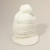 Fashnzfab Pom Pom Slouchy Knit Visor Winter Hat In White