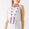 Fashnzfab Pom Pom Station Tassel Long Necklace In Purple