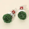 Fashnzfab Pom Pom Stone Paved Hat Snowman Earrings In Multi