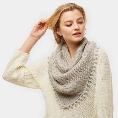 Fashnzfab Pom Pom Tube Scarf In Gray
