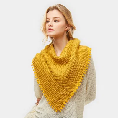 Fashnzfab Pom Pom Tube Scarf In Yellow