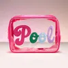 Fashnzfab Pool Message Transparent Pouch Bag / Organizer In Pink