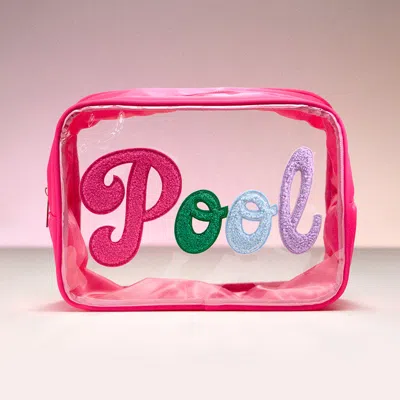 Fashnzfab Pool Message Transparent Pouch Bag / Organizer In Pink
