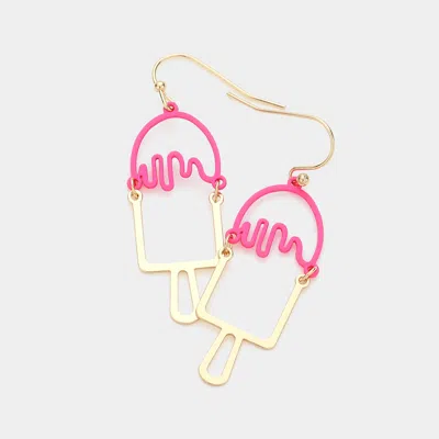 Fashnzfab Popsicle Dangle Earrings - Pink In Gold