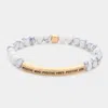 Fashnzfab Positive Mind - Positive Vibes - Positive Live Message Natural Stone Stretch Bracelet White In White
