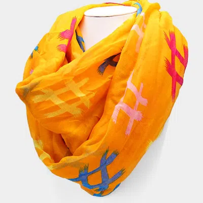 Fashnzfab Pound Sign Print Infinity Scarf In Orange