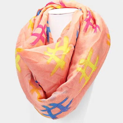 Fashnzfab Pound Sign Print Infinity Scarf In Pink
