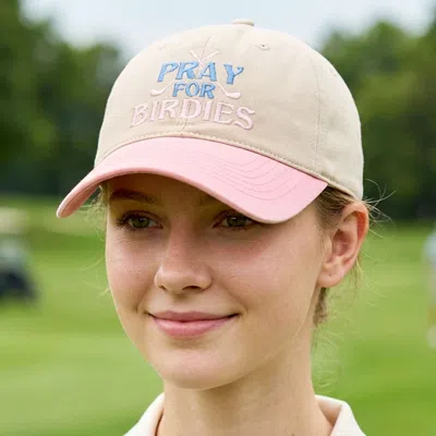 Fashnzfab Pray For Birdies Message Embroidered Baseball Cap In Pink