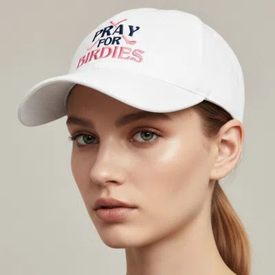 Fashnzfab Pray For Birdies Message Embroidered Baseball Cap In White