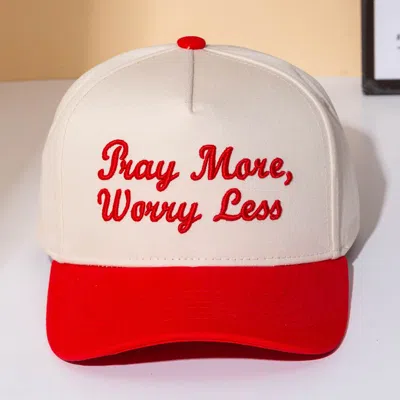 Fashnzfab Pray More Worry Less Message Embroidered Baseball Cap In Neutral