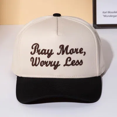 Fashnzfab Pray More Worry Less Message Embroidered Baseball Cap In Brown