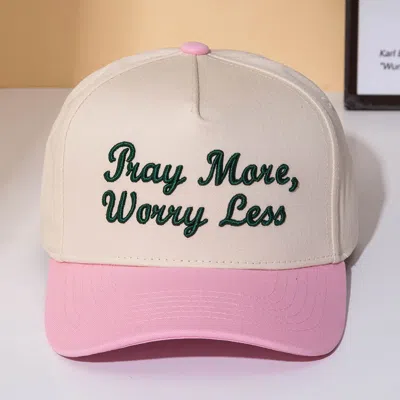 Fashnzfab Pray More Worry Less Message Embroidered Baseball Cap In Purple