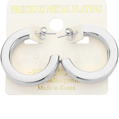 Fashnzfab Precious Metal Plating Square Tube Hoop Earrings In Metallic