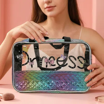 Fashnzfab Princess Clear Double Handle Cosmetic Organizer Shoulder Bag In Black