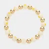 Fashnzfab Printed Bead Accented Metal Ball Stretch Bracelet Yellow In Yellow