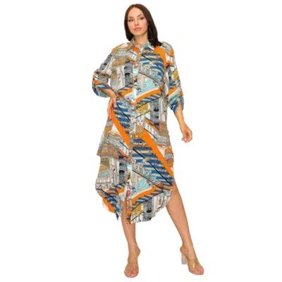 Fashnzfab Printed Shirt Dress In Multi