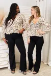 Fashnzfab Printed Tied Plunge Peplum Blouse In White
