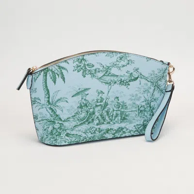 Fashnzfab Printed Wristlet Cosmetic Pouch Pouch Bag In Blue