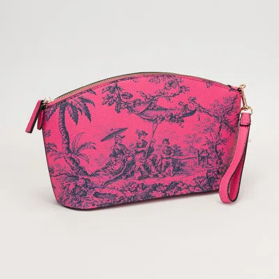Fashnzfab Printed Wristlet Cosmetic Pouch Pouch Bag In Pink