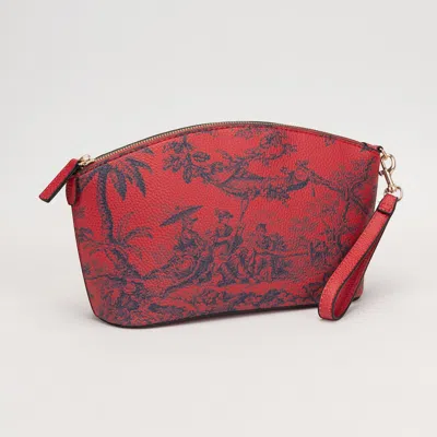 Fashnzfab Printed Wristlet Cosmetic Pouch Pouch Bag In Red