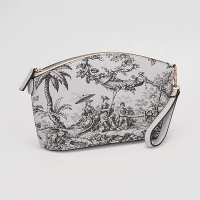 Fashnzfab Printed Wristlet Cosmetic Pouch Pouch Bag In Silver