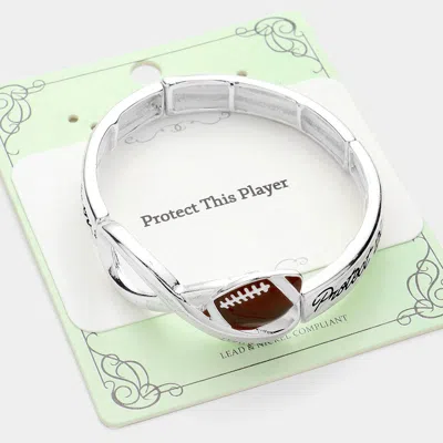 Fashnzfab Protect This Player Message Football Sport Theme Stretch Bracelet In Silver