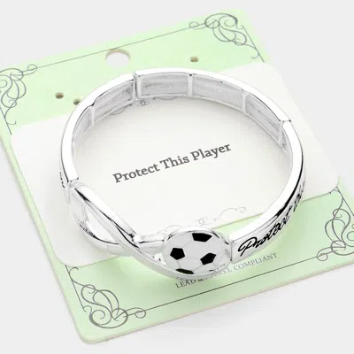 Fashnzfab Protect This Player Message Soccer Sport Theme Stretch Bracelet In Multi